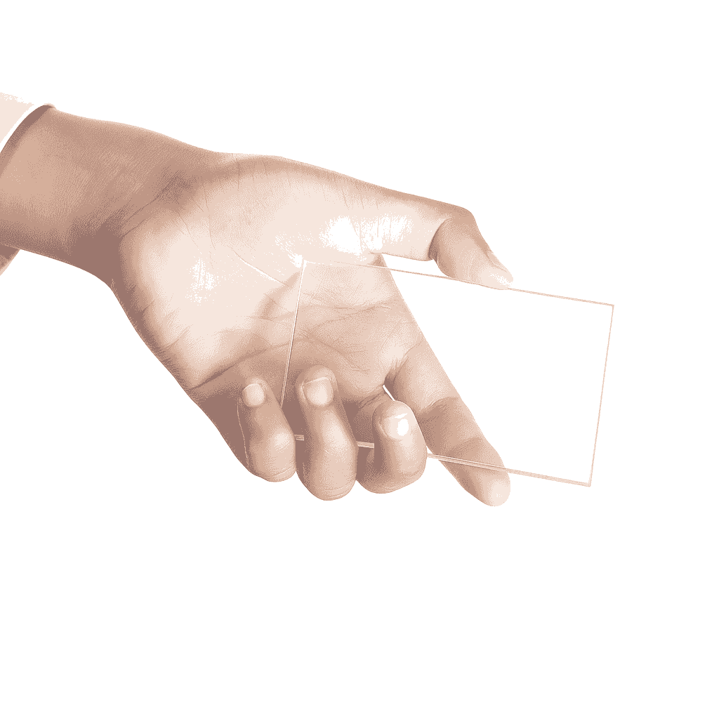 Business card in hand