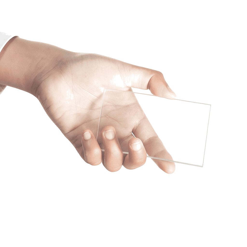 Business card in hand